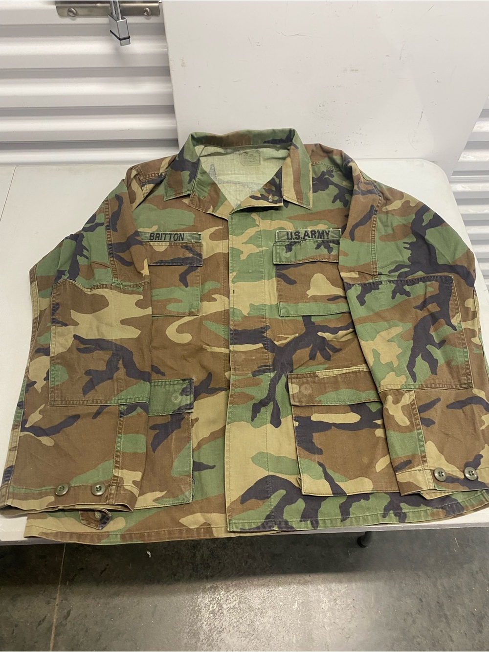 US Army M81 Woodland Large Long 50/50 Cotton Nylon Combat Coat Blouse Patched #3